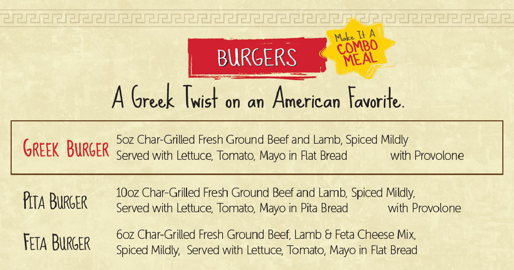 Burgers Greek Fiesta Mediterranean Food