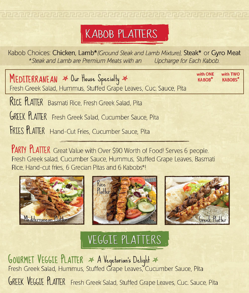 kabob platters Greek Fiesta restaurant